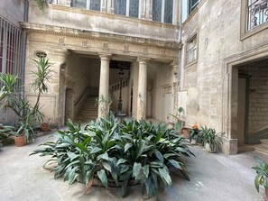 Exterior detail - Ecusson: luminous duplex in private mansion (Montpellier)