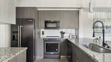 Grand Apartment (Self Check-in with Virtual Front Desk) | Private kitchen | Full-size fridge, microwave, oven, stovetop
