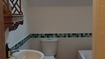 Eco-friendly toiletries, hair dryer, towels, soap