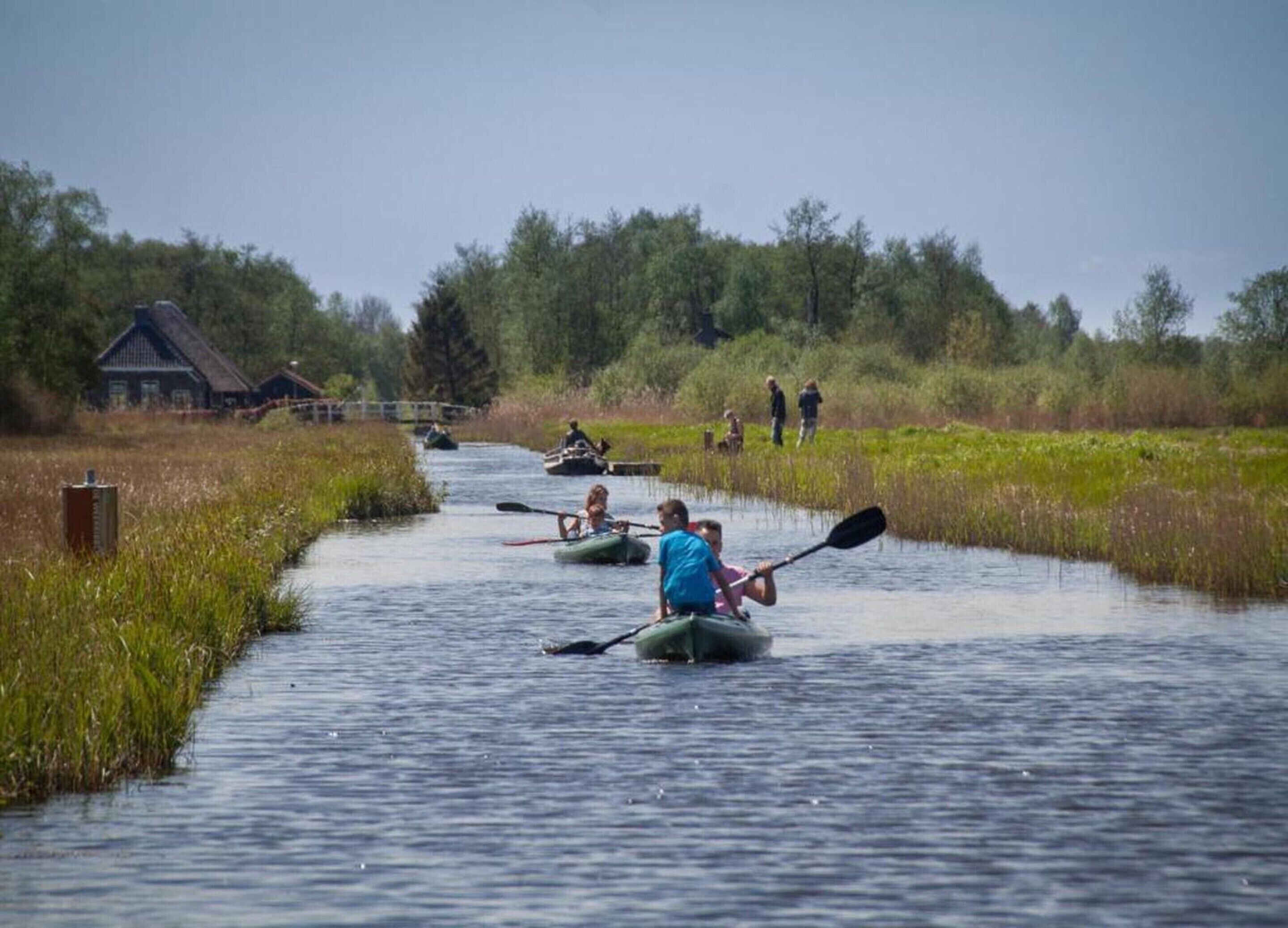 Un río con gente haciendo kayak.