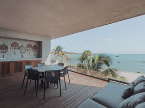 Superior Apartment, 3 Bedrooms, Sea View, Oceanfront (Antal 102) | Terrace/patio - BT Homes - Tankah Beachfront (Tulum)