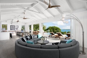 TV, fireplace, foosball