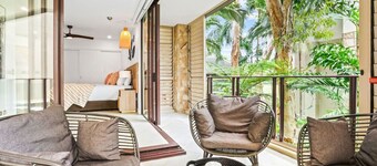 Temple Tranquility: Luxury 3BR Apartment | Private Stay with Resort Pools & Balcony