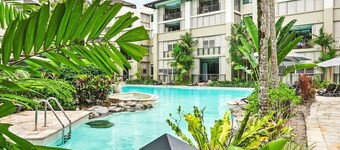 Temple Tranquility: Luxury 3BR Apartment | Private Stay with Resort Pools & Balcony
