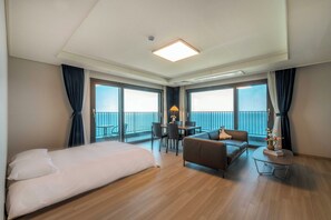 Premier Room, 1 Bedroom, Balcony, Ocean View (Self Check-in) | Living area | LCD TV, heated floors - More Than Sokcho Lighthouse Branch (Sokcho)