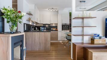 Kühlschrank, Mikrowelle, Ofen, Herdplatte