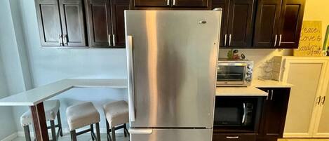 Fridge, microwave, oven, dishwasher
