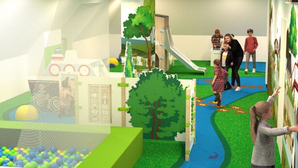 A children's play area with a slide, climbing wall, and ball pit. - Chalet With Private Jetty (Giethoorn)
