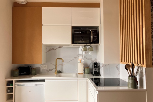 Réfrigérateur, micro-ondes, four, plaque de cuisson