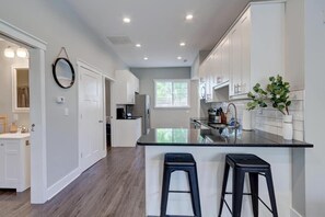 Fridge, microwave, oven, stovetop - Historic Downtown Haven | Patio & Free Parking (Indianapolis)