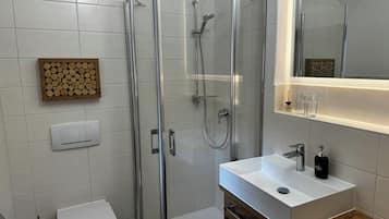 Hair dryer, towels, toilet paper