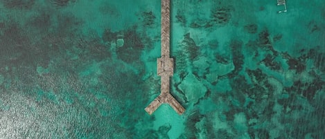 On the beach, sun loungers