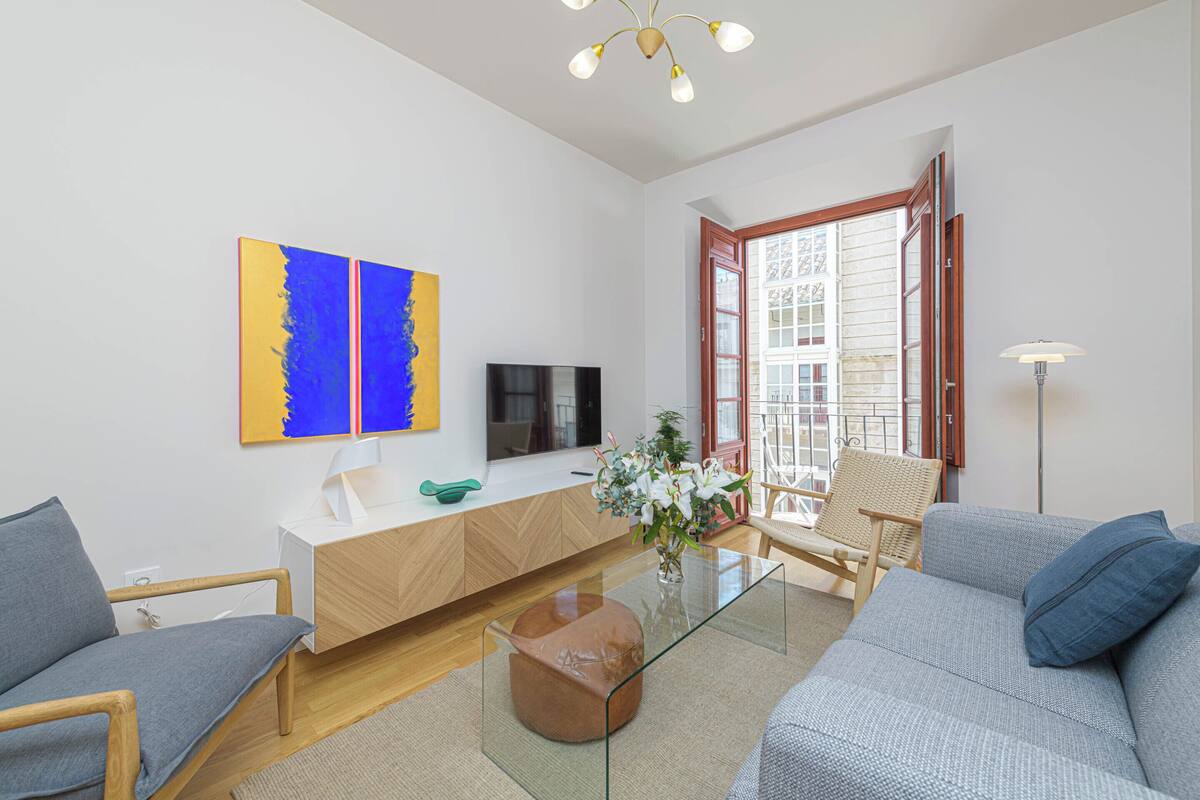 Superior Apartment, 2 Bedrooms | Living area | 50-inch flat-screen TV with cable channels