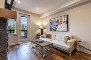 Télévision, cheminée, espaces bureaux