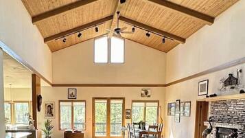 Smart TV, fireplace, video games, foosball