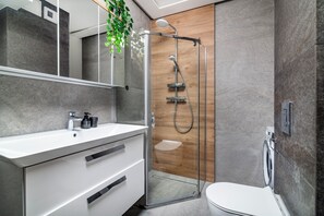 Secador de pelo, pantuflas, toallas, papel higiénico