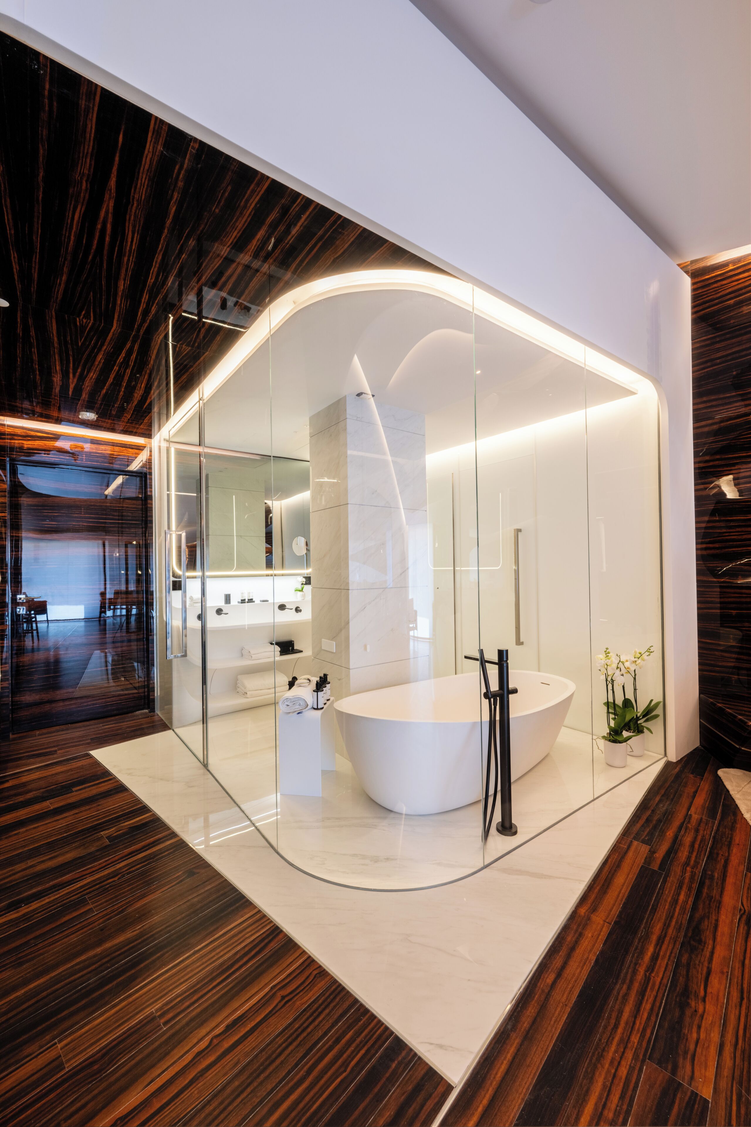 Premier Room | Bathroom | Separate tub and shower, rainfall showerhead, hair dryer, bathrobes