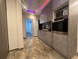 Apartment | Private kitchen | Fridge, microwave, oven, stovetop