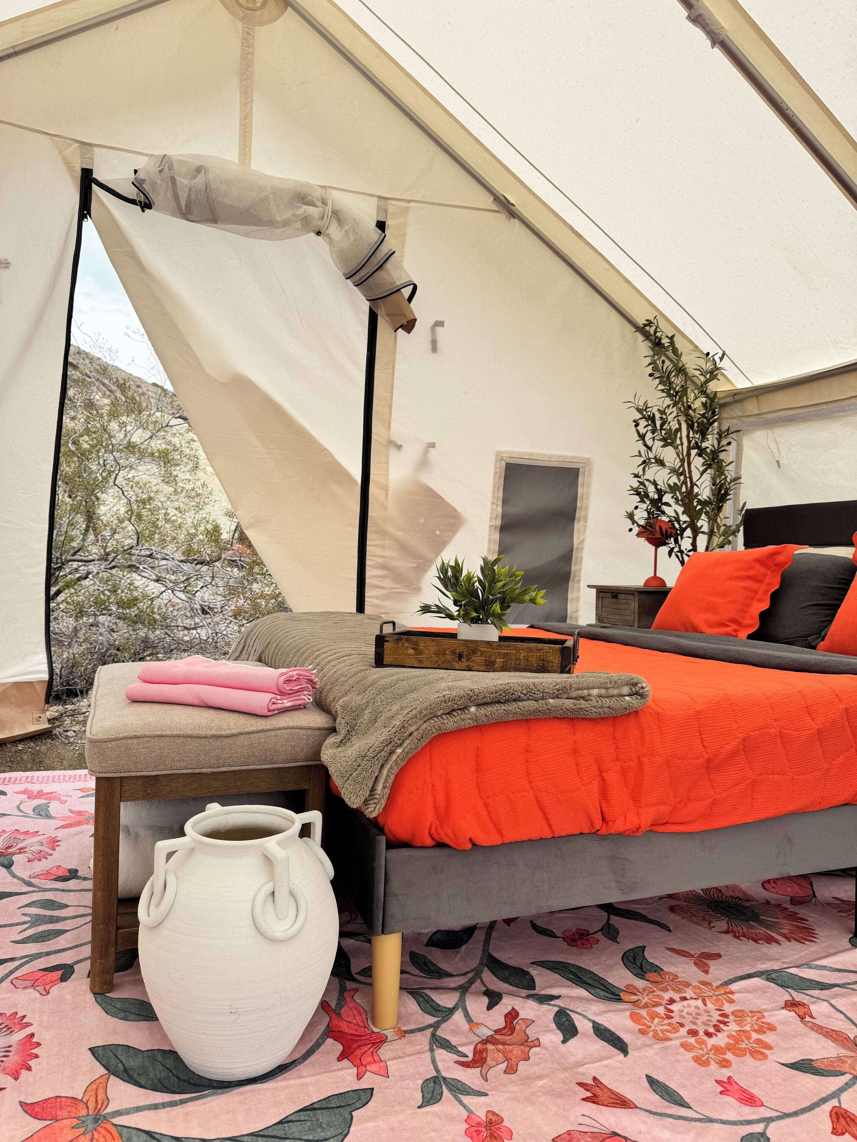 Premier Tent, 1 Queen Bed, Mountain View | Premium bedding, memory foam beds, WiFi, bed sheets