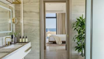 Hair dryer, bathrobes, soap, shampoo
