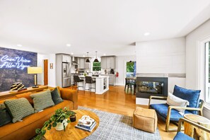 Smart TV, fireplace, video games, foosball