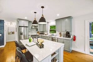 Fridge, microwave, oven, stovetop - 3-bedroom house with theater-game room-pet friendly in beautiful Fennville (Fennville)