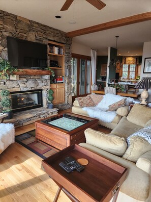 TV, fireplace - Changes in Latitude - Private Club Access (Yancey County)