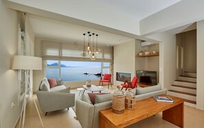 Villa, 4 Bedrooms | Living area | Flat-screen TV, fireplace - Olivia Sports & Sea (Almyros)
