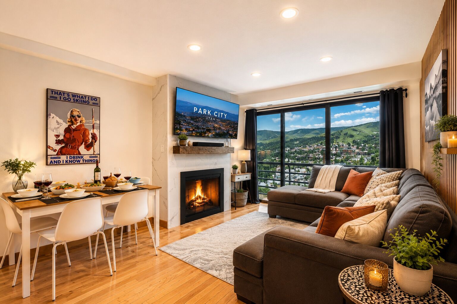 Smart TV, fireplace