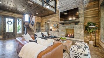 Smart TV, chimenea y futbolito