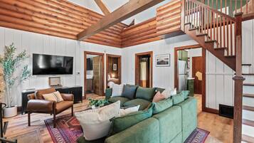 Smart TV, fireplace, video games, books