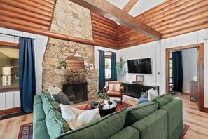 Smart TV, fireplace, video games, books