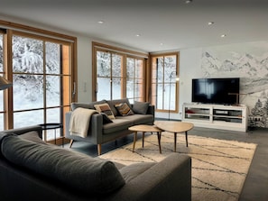 TV, fireplace