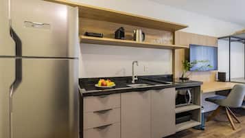 Apartment | Private kitchen | Microwave, stovetop, cookware/dishes/utensils