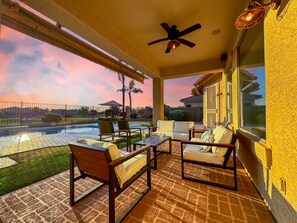 Terrace/patio - Golf Views, Heated Pool 30 night min.  Seville. (Gilbert)