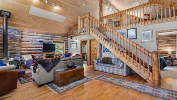 Smart TV, fireplace, DVD player, video library