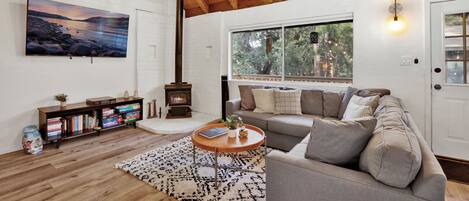 Smart TV, fireplace, video games, foosball
