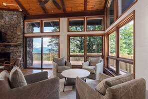 Smart TV, fireplace - The Overlook | Hot Tub, Fireplace + Impeccable Views | 5 Min. to Town! (Black Mountain)