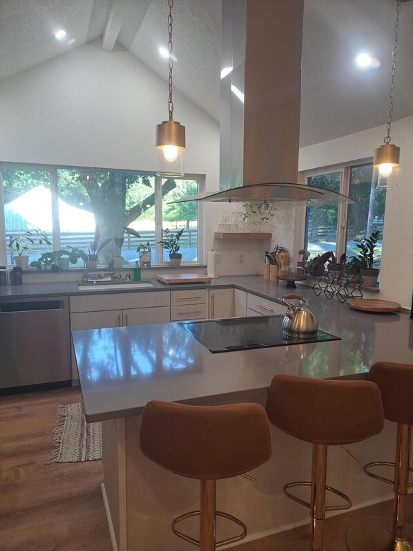 Fridge, microwave, oven, dishwasher