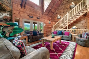 Smart TV, fireplace, video games, DVD player