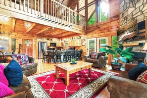 Smart TV, fireplace, video games, DVD player
