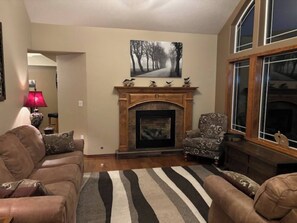 テレビ、暖炉、DVD プレーヤー、ステレオ