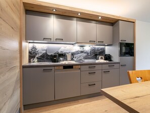 Kühlschrank, Mikrowelle, Herdplatte, Geschirrspüler