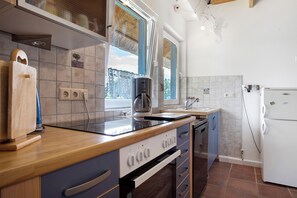 Fridge, oven, stovetop, dishwasher - Apartment 'Landhaus Peenemnde' with Private Terrace, Private Garden and Wi-Fi (Peenemünde)