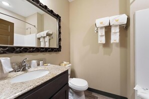 Hair dryer, soap, toilet paper