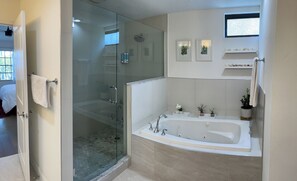Regadera, tina de hidromasaje, secadora de cabello, bidet 
