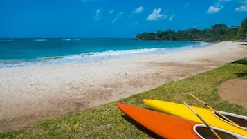 On the beach, white sand