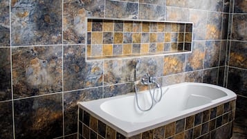 Shower, towels, soap, shampoo