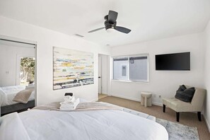 4 bedrooms, iron/ironing board, travel cot, WiFi