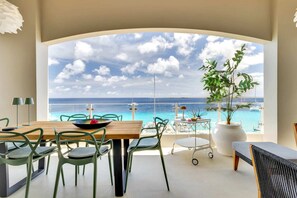Outdoor dining - Las Dunas with stylish interior spectacular ocean views and a balcony on the cooling breeze (Kralendijk)